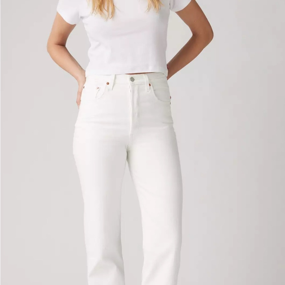 Levi's White Ankle Cropped Jeans High-Waisted